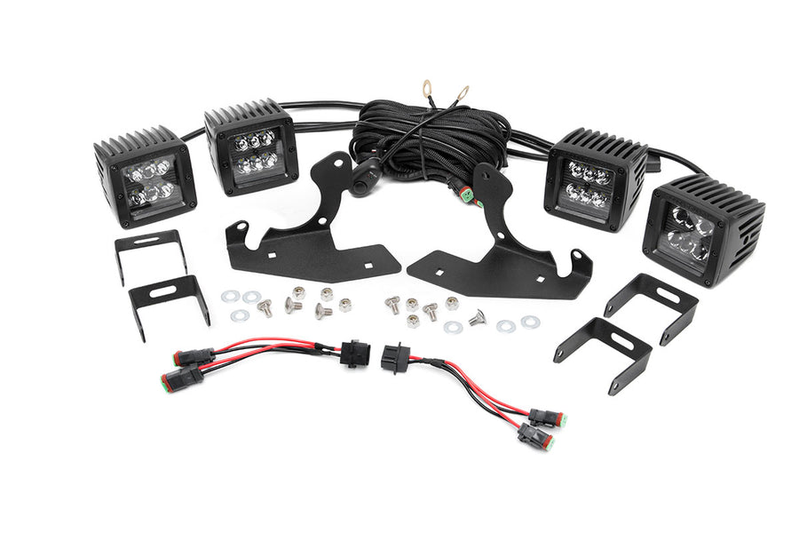 Rough Country - LED Light Kit - Fog Mount - Dual 2 In. Black Pair - Chevy Silverado 2500 HD/3500 HD (11-14)