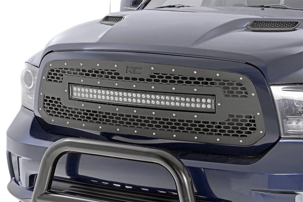 Rough Country - Mesh Grille - 30 In. Dual Row LED - Black - Ram 1500 2WD/4WD (2013-2018 & Classic)