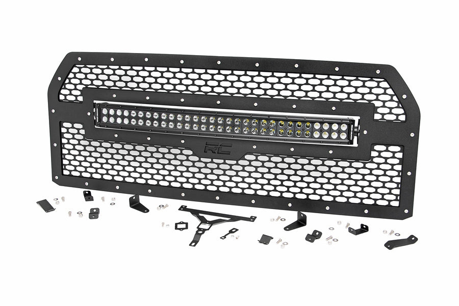 Rough Country - Mesh Grille - 30 In. Dual Row LED - Black - Amber DRL - Ford F-150 (15-17)