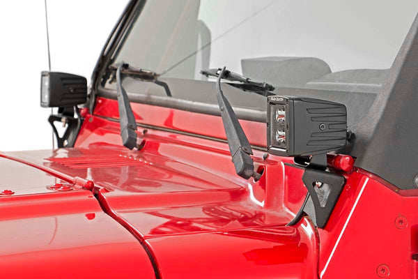 Rough Country - Light Mounts - Lower Windshield - Jeep Wrangler TJ (97-06)/Wrangler Unlimited (04-06)