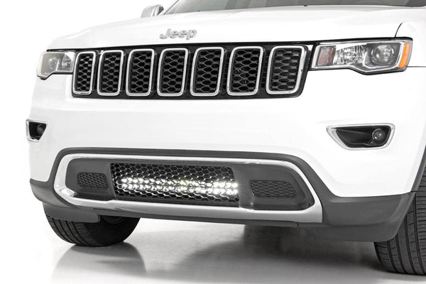 Rough Country - LED Light Kit - Bumper Mount - 20 In. Black Dual Row - White DRL - Jeep Grand Cherokee WK2 (11-20)