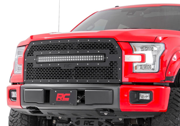 Rough Country - Mesh Grille - 30 In. Dual Row LED - Black - Ford F-150 2WD/4WD (2015-2017)
