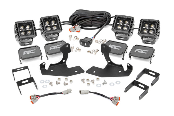Rough Country - LED Light Kit - Fog Mount - 2 In. Black Pair - Amber DRL - Chevy Silverado 2500 HD/3500 HD (11-14)