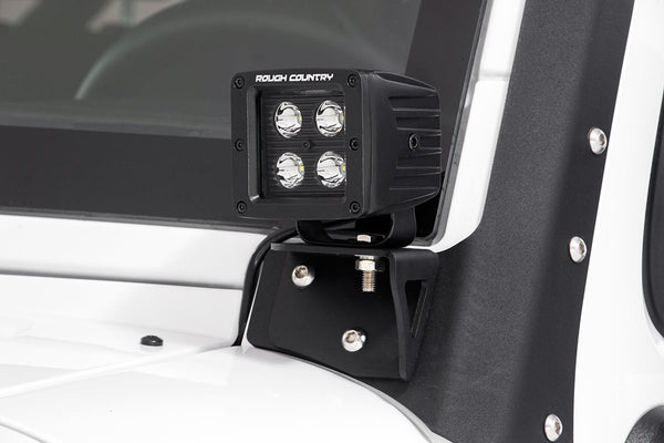Rough Country - LED Light Mount - Lower Windshield - Pod - Jeep Wrangler JK/Wrangler Unlimited (07-18)