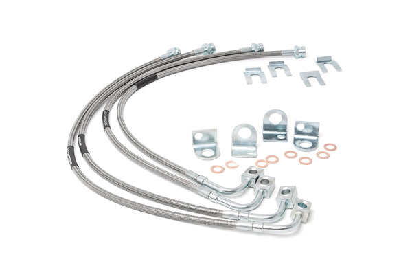 Rough Country - Brake Lines - Stainless - FR & RR - 4-6 Inch Lift - Jeep Wrangler JK/Wrangler Unlimited (07-18)