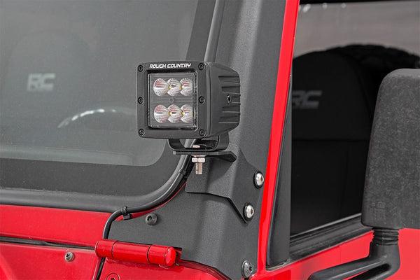 Rough Country - LED Light Mount - Lower A-Pillar - Pod - Jeep Wrangler TJ (97-06)/Wrangler Unlimited (04-06)