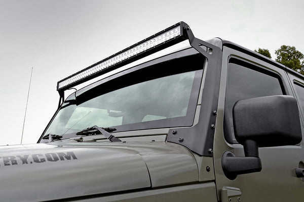 Rough Country - LED Light Mounts - Upper Windshield - 50 In. - Jeep Wrangler JK/Wrangler Unlimited (07-18)