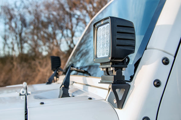 Rough Country - Light Mounts - Lower Windshield - Jeep Wrangler JK/Wrangler Unlimited (07-18)