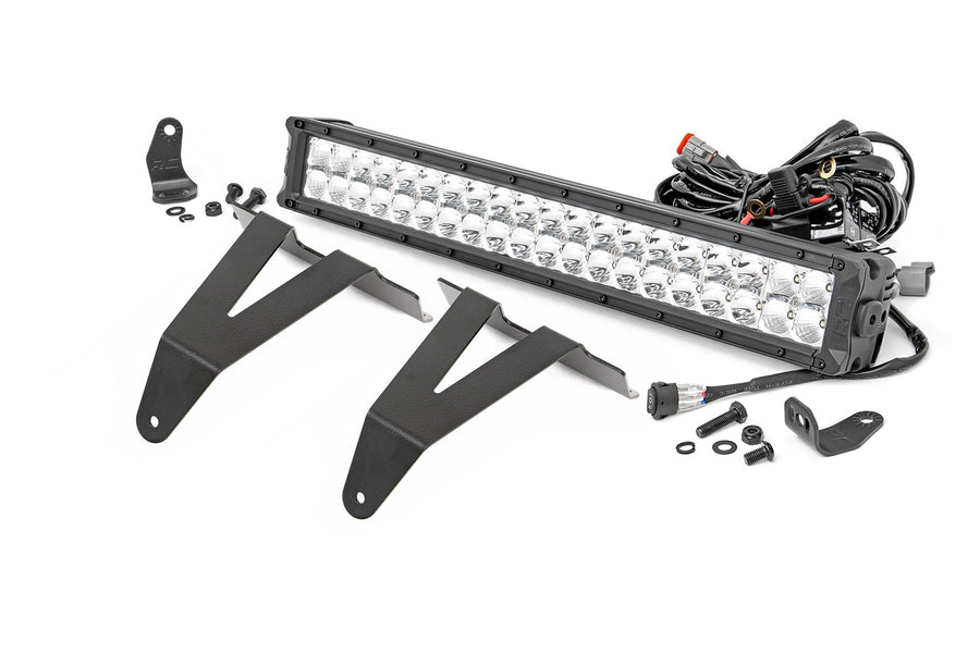 Rough Country - LED Light Kit - Bumper Mount - 20 In. Chrome Dual Row - White DRL - Ram 1500 (19-24)