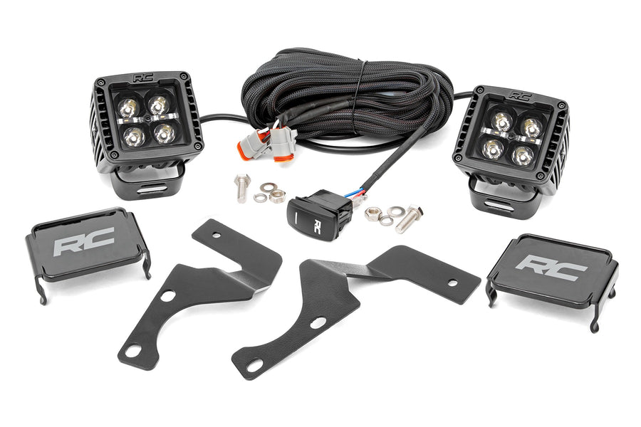 Rough Country - LED Light Kit - Ditch Mount - 2 In. Black Pair - Amber DRL - Toyota 4Runner (10-24)