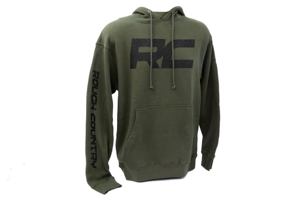 Rough Country - Rough Country Hoodie - RC Topographical Sleeve - Army Green - SM