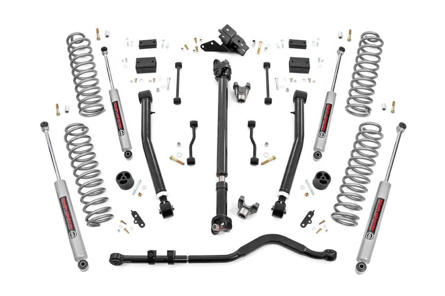 Rough Country - 3.5 Inch Lift Kit - Adj Lower - FR D/S - Jeep Wrangler Unlimited 4WD (24-25)