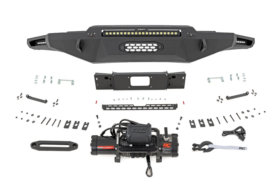 Rough Country - Hybrid Front Bumper - 12000S - Blk LED - Toyota Tundra 2WD/4WD (2022-2025)