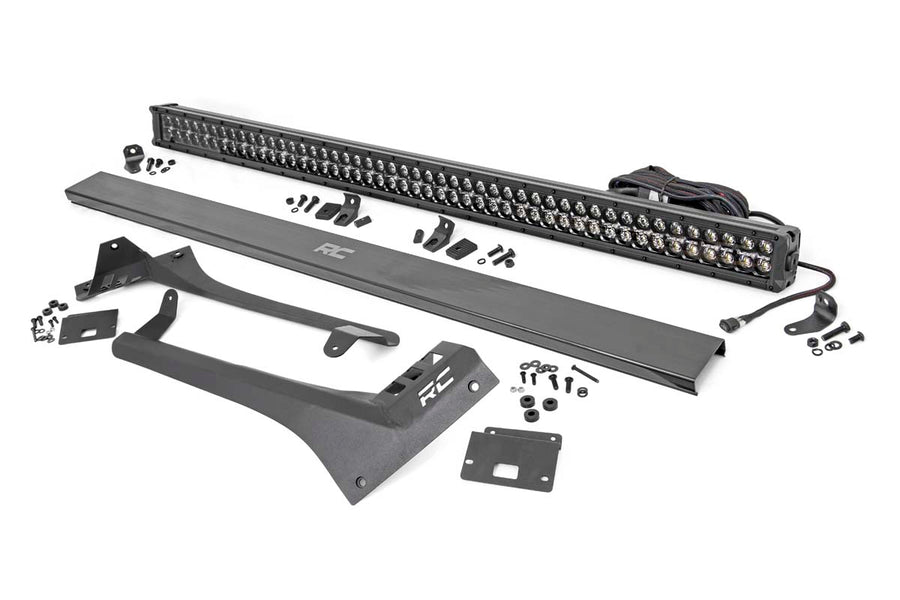 Rough Country - LED Light Kit - Windshield - 50 In. BLK Dual Row - Amber DRL - Jeep Gladiator JT/Wrangler JL (18-25)