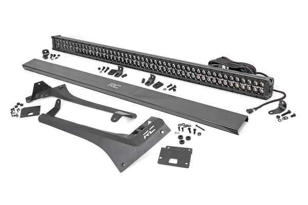 Rough Country - LED Light Kit - Windshield - 50 In. BLK Dual Row - WHT DRL - Jeep Gladiator JT/Wrangler JL (18-25)