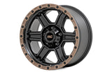 Rough Country - Rough Country 79 Series Wheel/One-Piece/Semi Gloss Black W/Bronze Ring/18x9/6x135/-12mm