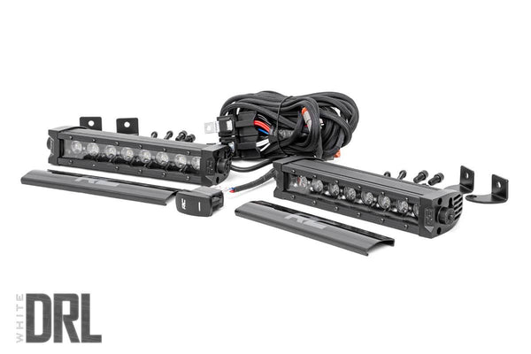 Rough Country - 8 Inch Black Series LED Light Bar - Single Row - Cool White DRL - Pair