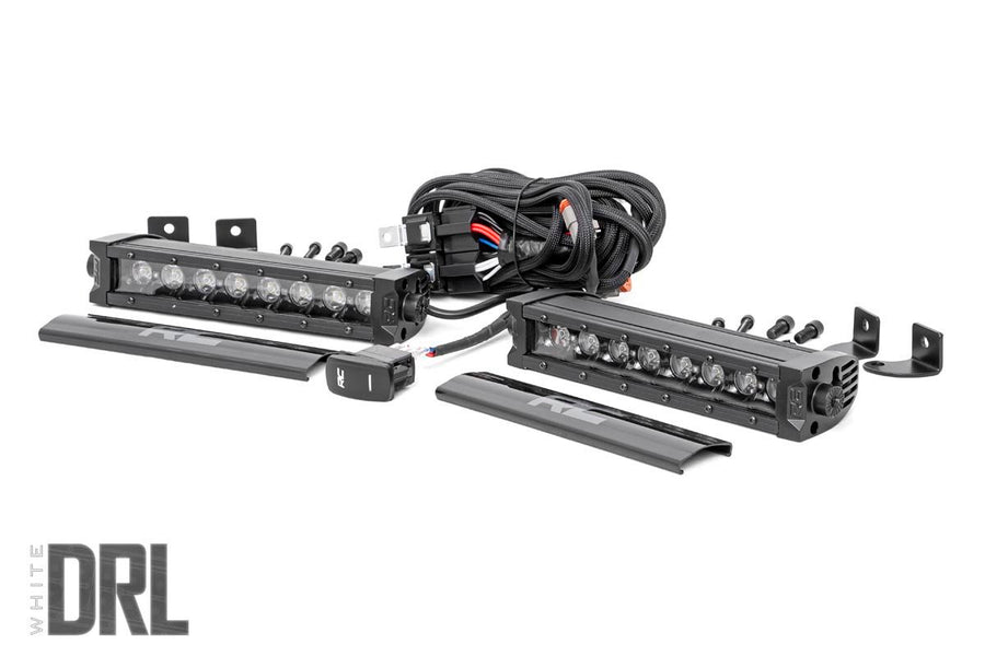 Rough Country - 8 Inch Black Series LED Light Bar - Single Row - Cool White DRL - Pair