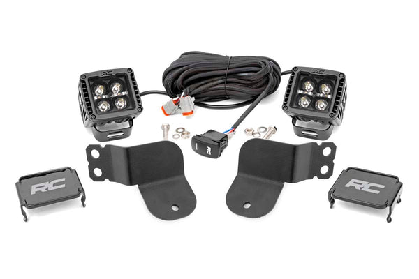 Rough Country - LED Light Kit - Cage Mount - 2 In. Black Pair - White DRL - Polaris General XP 4 1000