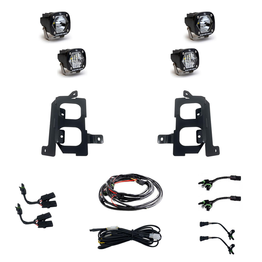 S1 Dual Fog Pocket Kit - '19-22 Sierra 1500 (Wide Cornering/Spot; Clear/Clear)