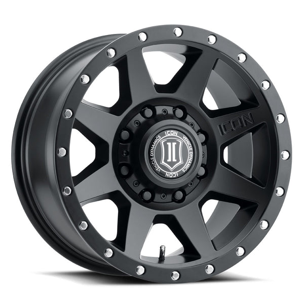 ICON ALLOYS REBOUND HD SATIN BLACK - 17 X 8.5 / 8 X 6.5 / 13MM / 5.25" BS
