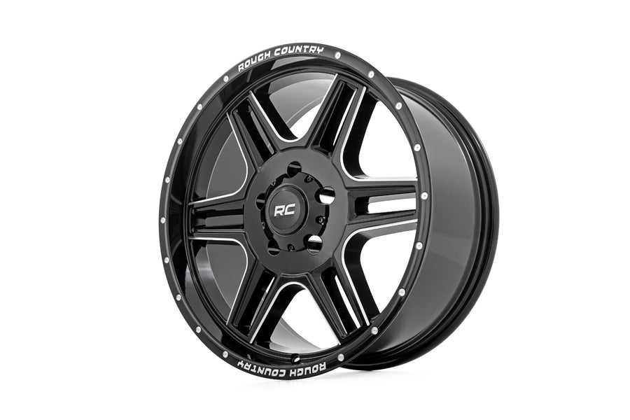 Rough Country - Rough Country 92 Series Wheel/Machined One-Piece/Gloss Black/18x9/5x5/+0mm