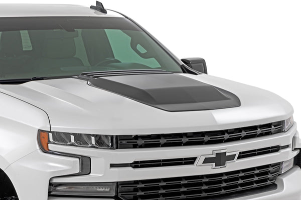 Rough Country - Hood Scoop - G9K Satin Steel - Chevy Silverado 1500 2WD/4WD (2019-2025 & Classic)