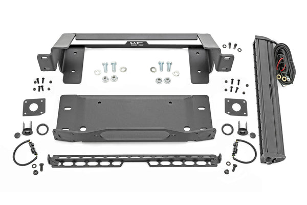 Rough Country - High Winch Mount - All Models - 20 Inch Black Single Row LED - DRL - Ford Bronco (21-25)