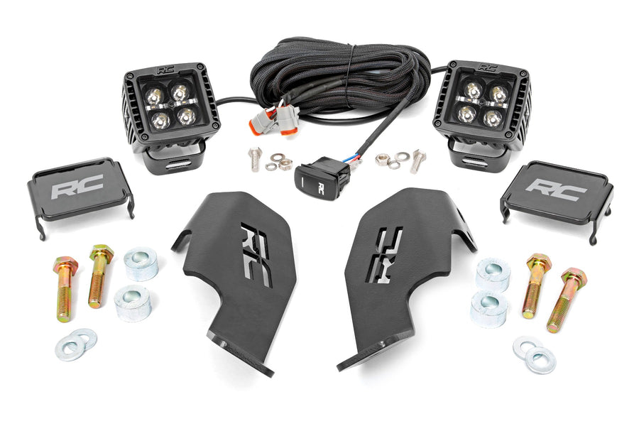 Rough Country - LED Light Kit - Cage Mount - 2 In. Black Pair - White DRL - Honda Talon 1000