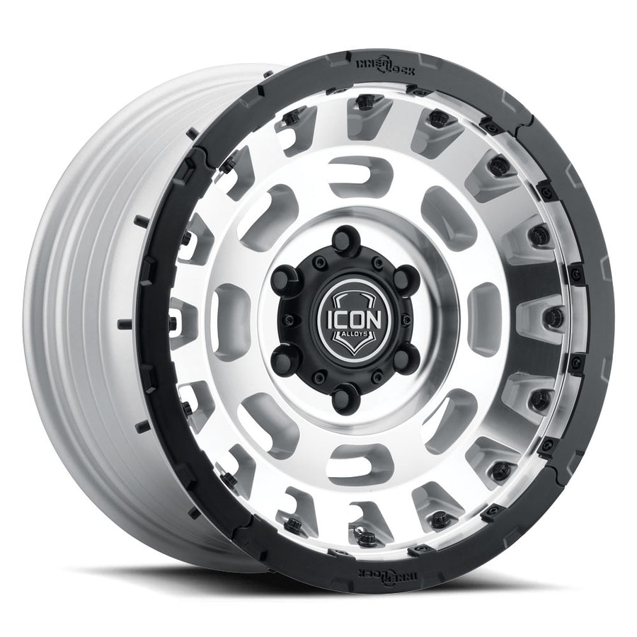 ICON Alloys Hammer Pro Silver Machined 17 X 8.5 / 5 X 5 -6mm Offset 4.5" BS