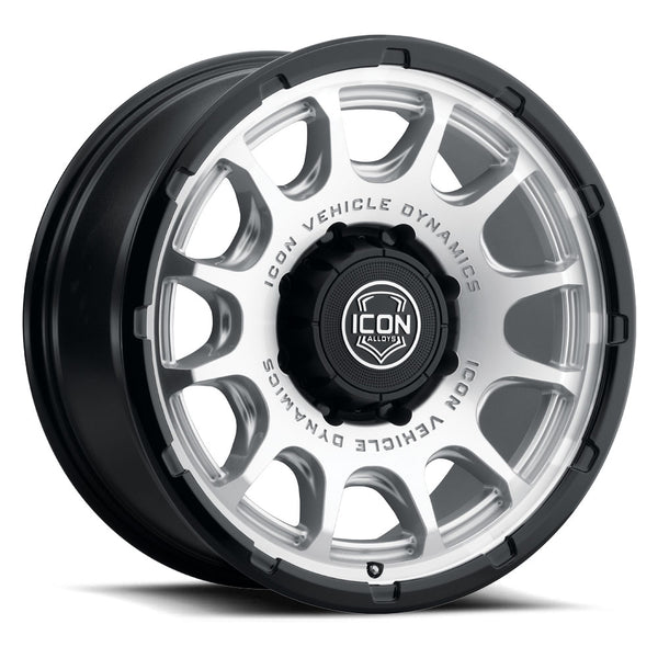 ICON Alloys Rancho Silver Machined W/ Gloss Black Lip 20 X 9 / 8 X 6.5 12mm Offset 5.5" BS
