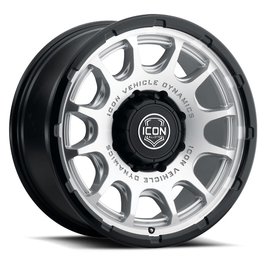 ICON Alloys Rancho Silver Machined W/ Gloss Black Lip 20 X 9 / 8 X 170 6mm Offset 5.25" BS