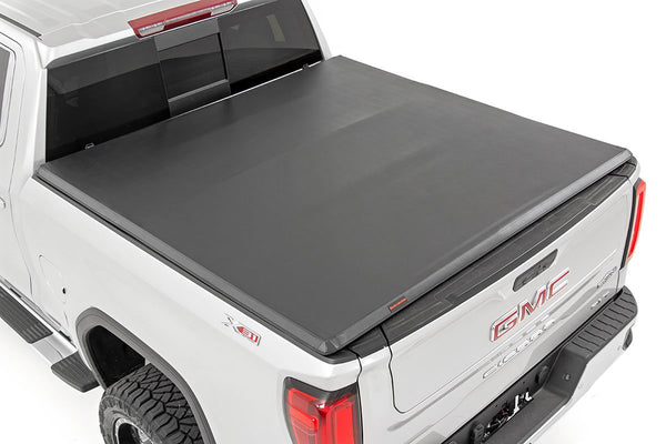Rough Country - Soft Tri-Fold Bed Cover - 5'10 In. Bed - Chevy/GMC Sierra/Silverado 1500 (19-25)