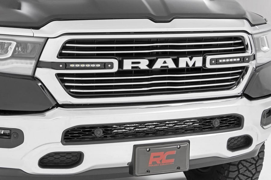 Rough Country - Dual 6in LED Grille Kit - Black Slimline - Ram 1500 2WD/4WD (2019-2024)