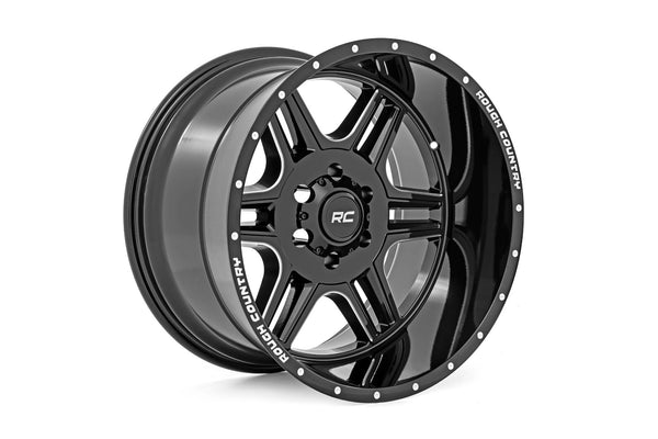 Rough Country - Rough Country 92 Series Wheel/Machined One-Piece/Gloss Black/22x12/6x5.5/-44mm