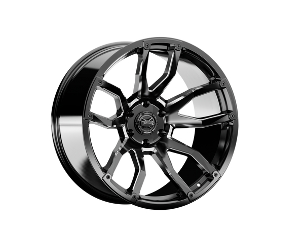 Rough Country - Torque Impact/Gloss Black W/Milled Accents/20x9/6x5.5/-12mm