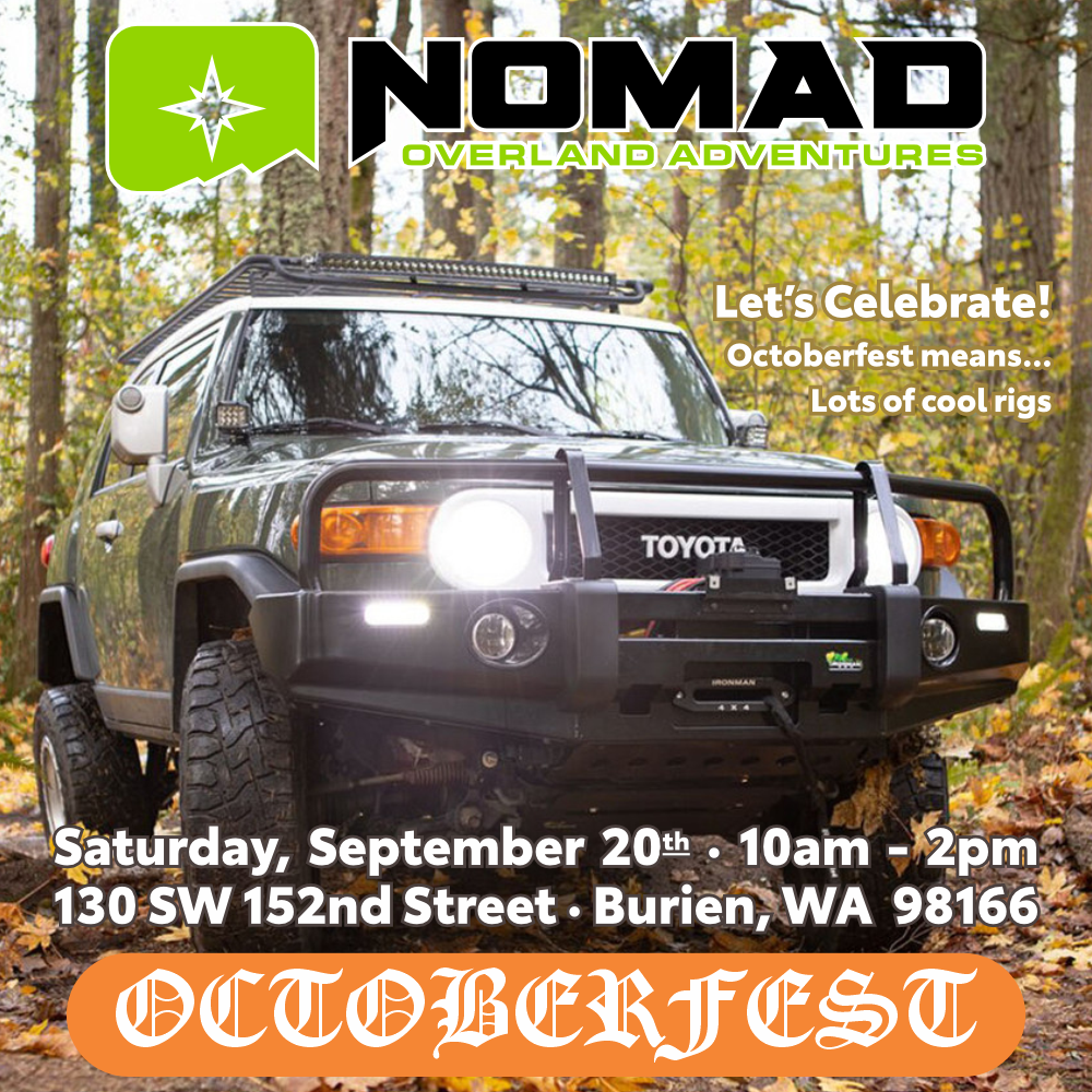 Join Nomad for Octoberfest on September 20th! A community gathering of overland rigs, travel stories, trip ideas, and plenty of coffee—celebrating adventure together.